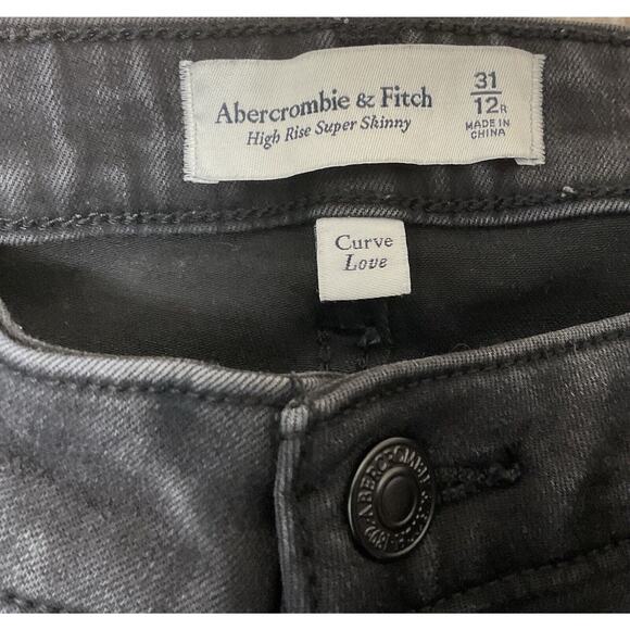 Abercrombie‎ & Fitch High Rise Super Skinny Curve Love Dark Gray Jeans 31/12R - Picture 4 of 8